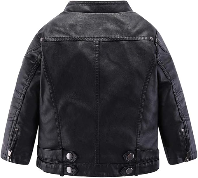 leather jacket, will totally rock little fashionista’s world, the grain is more regular and neat. Light weight, wear resistance, less irritating smell and breathable, it is more comfortable for children. Girls Motorcycle Jacket Collared Faux Leather