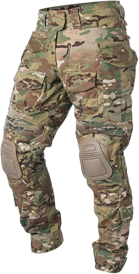 50% cotto and 50% polyester with a 4-way stretch-woven accents ripstop clothing, Knee Pads Multi-camo Black Pants for Men Airsoft Outdoor Camo  Trousers