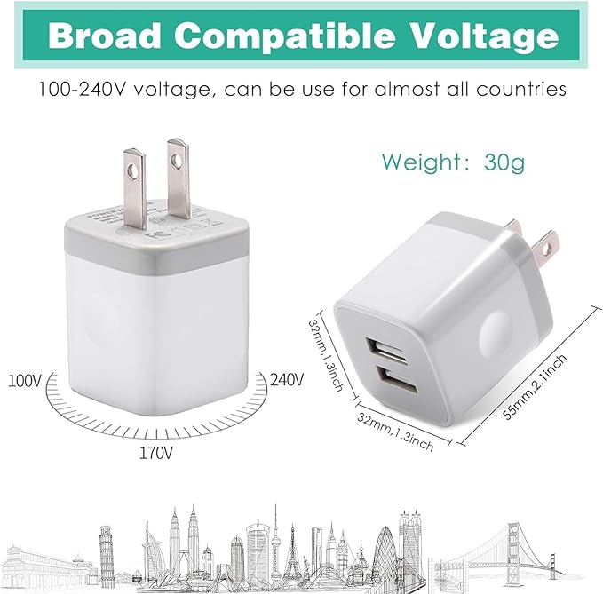 Dual USB port enables you to charge two devices simultaneous, Cube Charging Block for iPhone 14 13 12 11 Pro Max SE XS XR X 8 7 6 Plus, Pad, Galaxy, Tablet, Android Phone