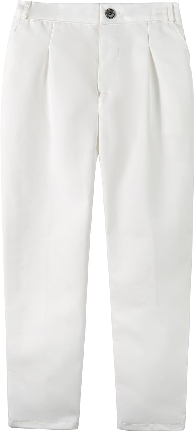 boys formal dress pants with belt loops, half elastic, more comvenient to adjust the waist