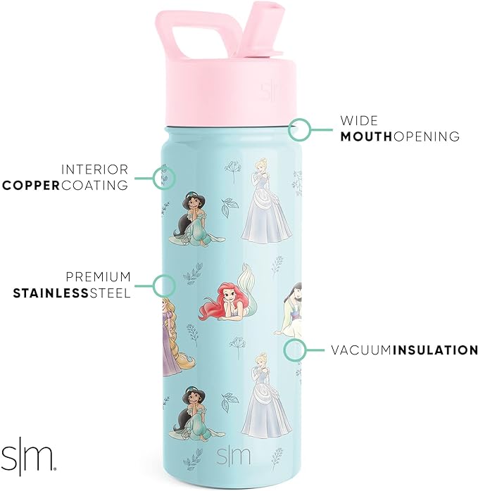 Kids Water Bottle with Straw Lid | Reusable Insulated Stainless Steel Cup for Girls, School | Summit Collection