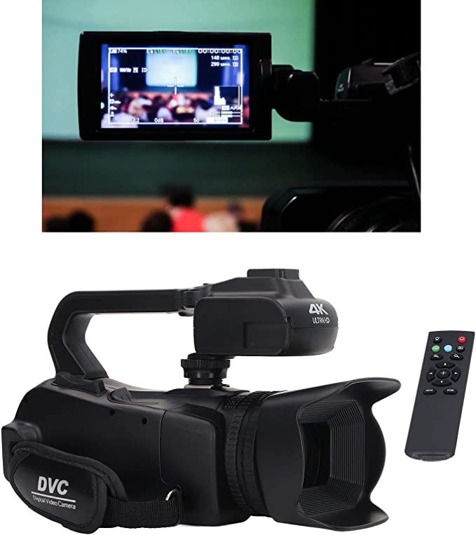 4K Video Camera, Camcorder 48MP HD WiFi Touch Screen Vlogging Camera, 18X Digital Zoom with Microphone Stabilizer Lens Hood Remote