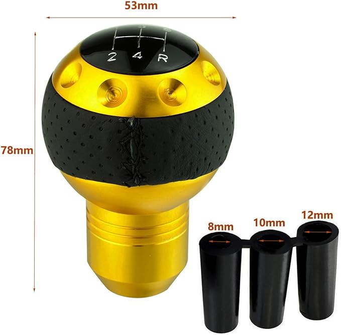 Leather Shift Handle Knob for Manual Car Vehicle  5 Shifting Lever Handle Shifter Knobs with 3 Adapters