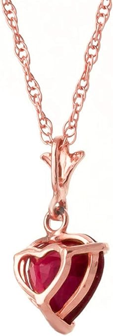 Rose Gold High Polished Finish Pendant Necklace with 1.60 ct Heart-Cut Ruby