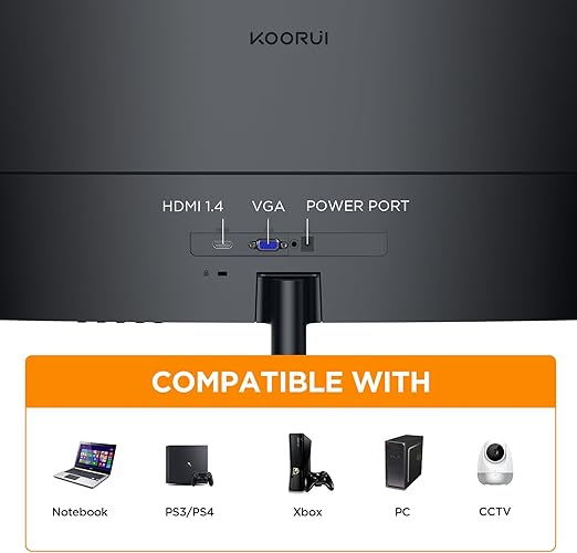 24 inch Curved Monitor, Full HD 1080P Curved Computer Monitor, immersive experience. The 24 inch class (23.6‘’ viewable) monitor delivers crisp Full HD 1920x1080 visuals. 1500R, 75Hz Monitor, HDMI VGA, Tilt Adjustment, LCD Monitor, Eye Care