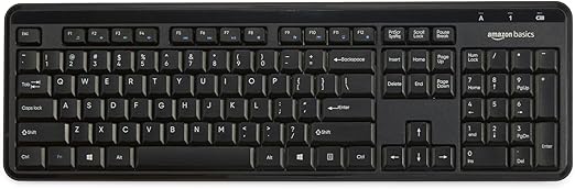 Plug and play (no drivers needed); compatible with Windows 7, 8, and 10; ideal for open office spaces, dorm rooms, and home offices, Basics Wireless Computer Keyboard and Mouse Combo - Quiet and Compact