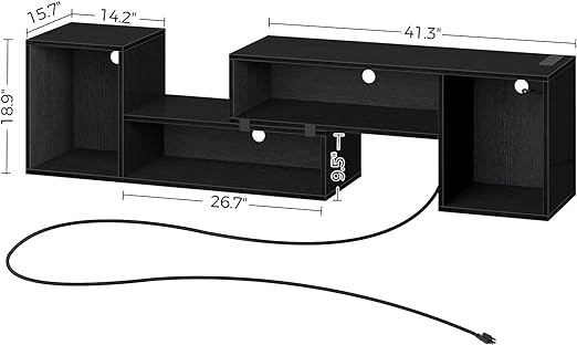 Simple and fashionable TV cabinet, suitable for a variety of styles,TV with Charging Station and Storage, Modern Entertainment Center Media Stand with Shelves for Living Room
