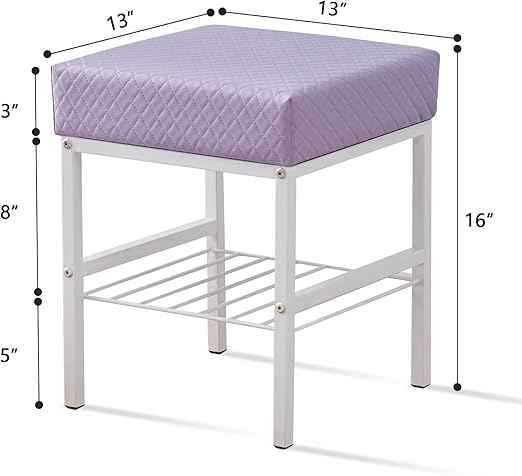 white vanity stool cushion is made of high resilience foam covered with sumptuous smooth velvet fabric.  Ottoman Stool Square Ottoman Bench Modern Dressing Stool