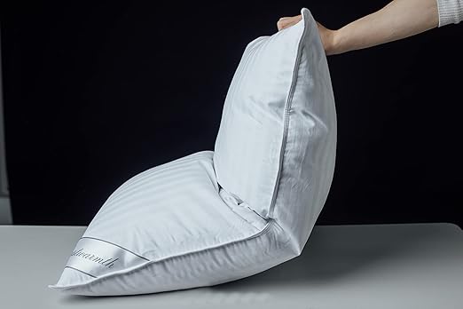 100% Cotton Supportive Bed Pillow Stripe White Color Queen Size 20x30 inch