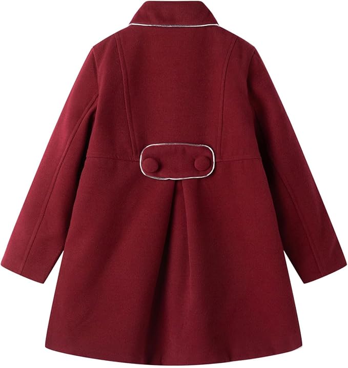 Crafted from high-quality polyester, this dress offers a soft and cozy feel,  Little Girls Peacoat Faux Wool Dress Coat Slim