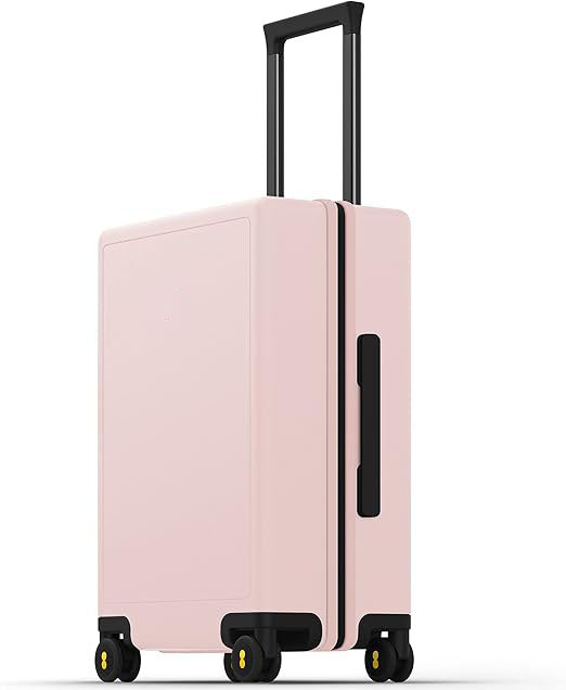 8 Spinner Wheels, Lightweight Luminous Textured, TSA Lock Built-in, Women Suitcase, Pink spinner wheels and aluminum telescoping ergonomic handle with 4 levels for effortless control and maneuverability