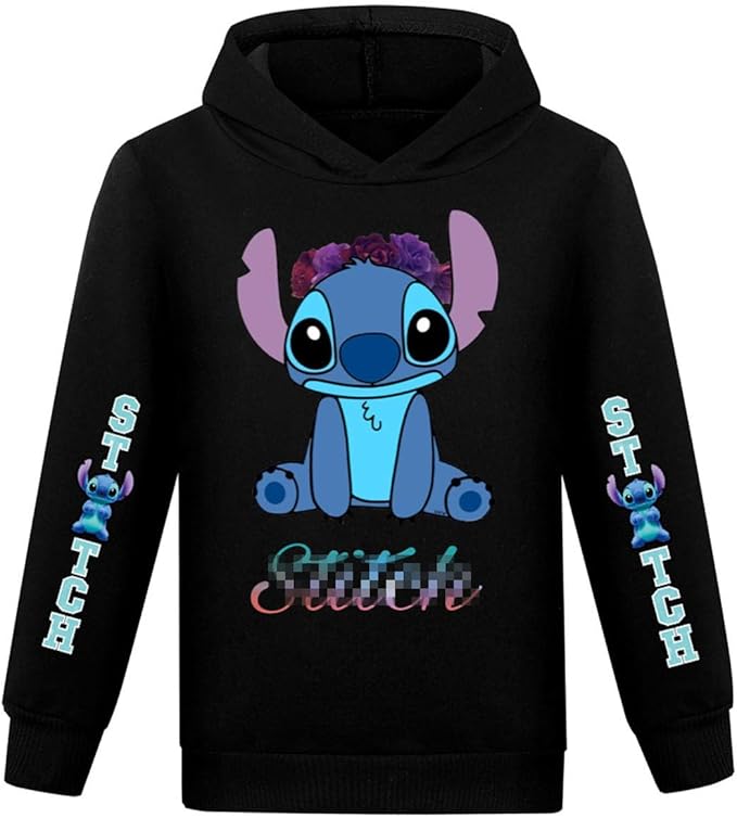 cotton-blend material, ensuring warmth and comfort for active kids,Fashion Sweatshirt Long Sleeve Top Hooded Stitc