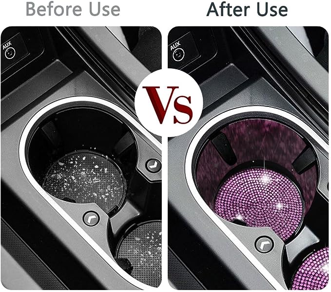 2Pack, Interior Decoration Glitter Accessories, These car cup holder coasters are designed with a universal size, making it possible for you to install them in various vehicles