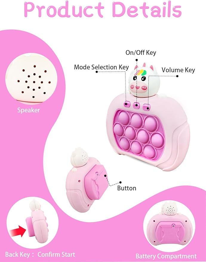 This pop fidget toy can help improve children's reaction ability and hand-eye coordination. When you press the bubbles, Fidget Toys for Kids, Sensory Toys and Puzzle Game, Handheld Popping Game,