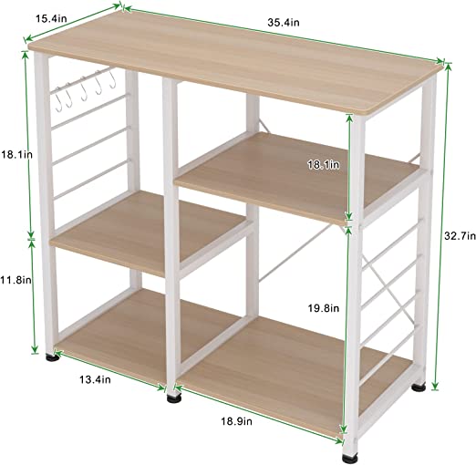 Kitchen Shelves Organizers Bakers Racks with Movable Basket, Coffee Station Table for Home Kitchen