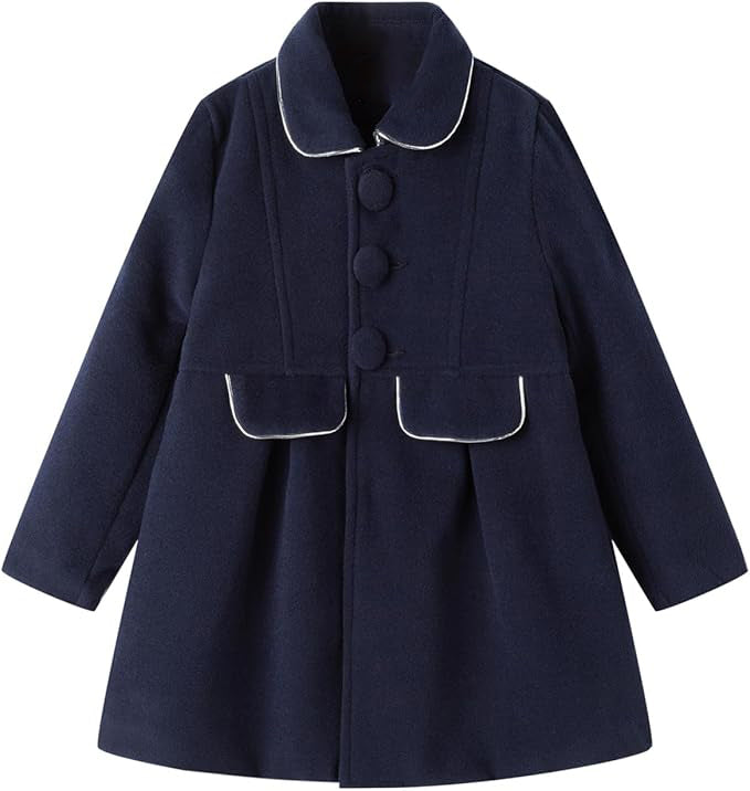 Lightweight Trench Coat Great for casual wear, school and party; Easy to match outfits and suitable for Spring, Autumn and Winter. Little Girls Peacoat Faux Wool Dress Coat Slim