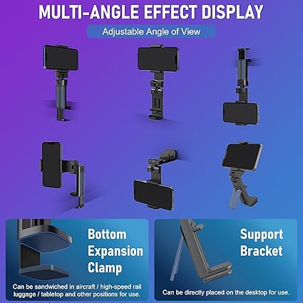 our plane phone holder ensures durability and stability, providing a secure grip for your device. Upgrade Airplane Phone Mount with 360°Rotation, Portable Foldable Travel Essentials for Flying