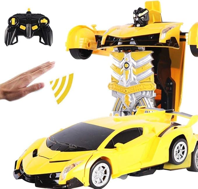Car Robot, Car Toys, 360 Degree Rotating with One-Button Deformation with LED Light,