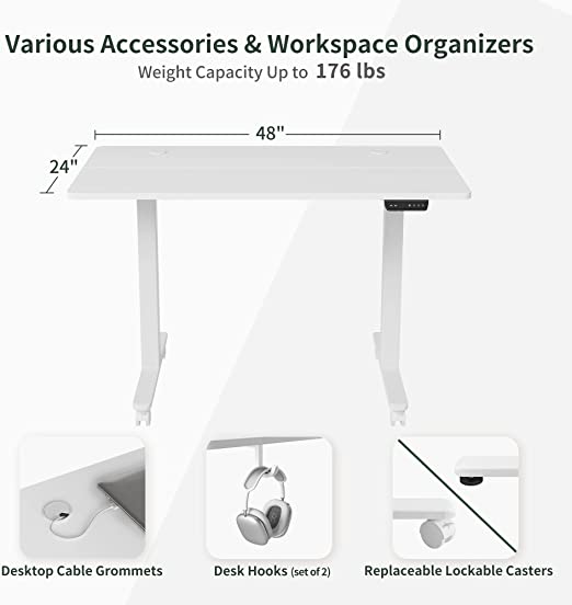 Home Office Desk with Splice Board, Electric Standing Desk