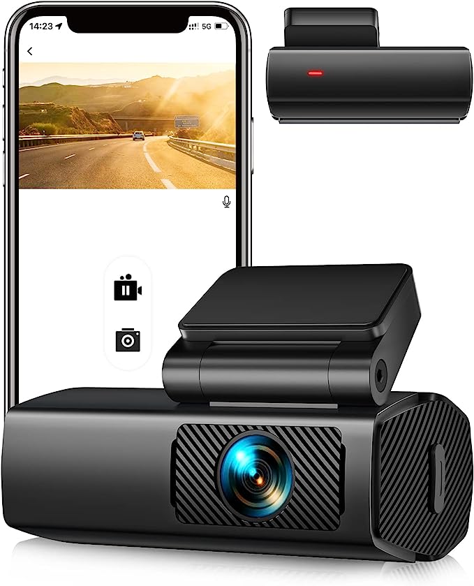 Front Car Camera with Magnetic Mount, 24h Parking Mode & Loop Recording