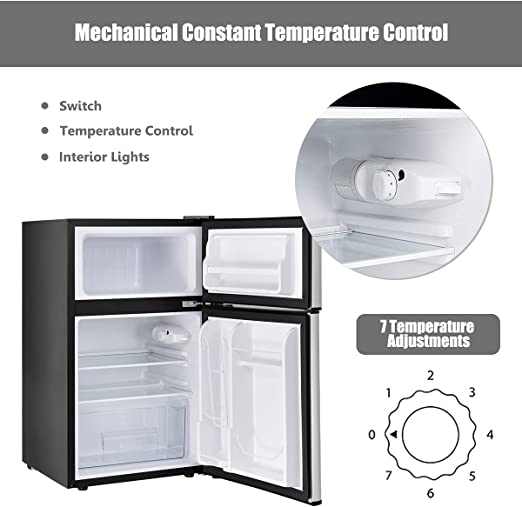 w/2 Reversible Door, Removable Glass Shelves, Apartment Size Refrigerator with Freezer for Home, Office, Dorm (SILVER)