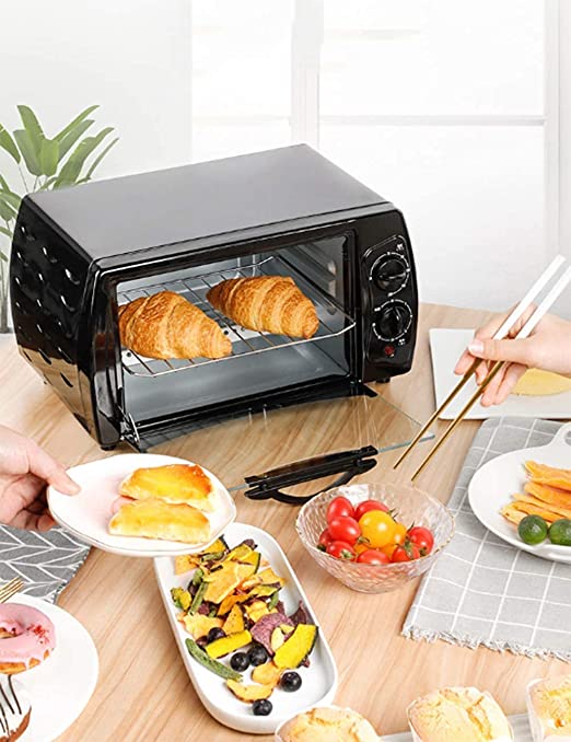 MingrXieh 30L Mini Electric Oven, Adjustable Temperature 70-230℃ and 60 Minutes Timing Household Multifunctional Baking/Fermentation/thawing Electric Oven Tempered Glass Door and Accessories 1600W,