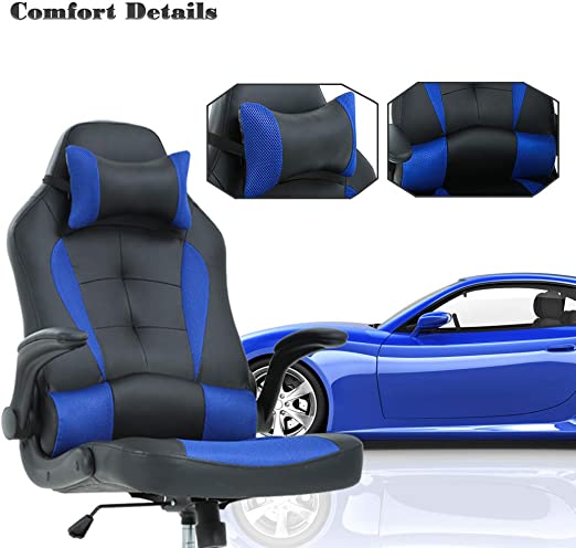 aming Chair, Computer Chair with Footrest and Lumbar Support, Height Adjustable Gaming Chair Seat and Headrest for Office or Gaming