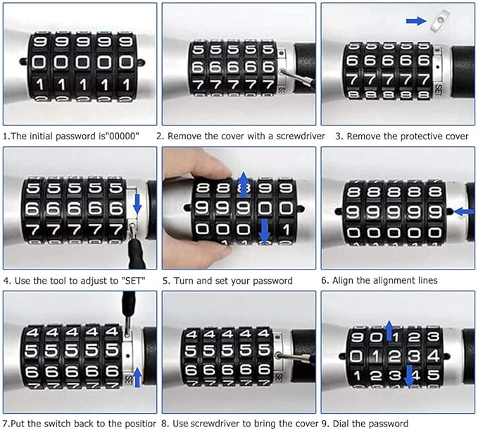 Steering Wheel Lock, Car Lock Anti Theft Keyless Extendable Retractable Password 5 Coded Combination Lock, Heavy Duty Universal Fit