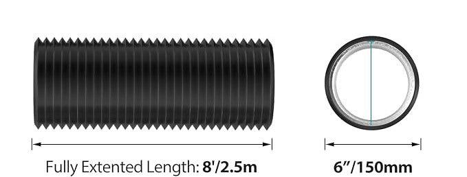 the outer diameter measures 6.3 inch, and comes in one 2.5M, which can be cut to the required length. 150mm-2.5M