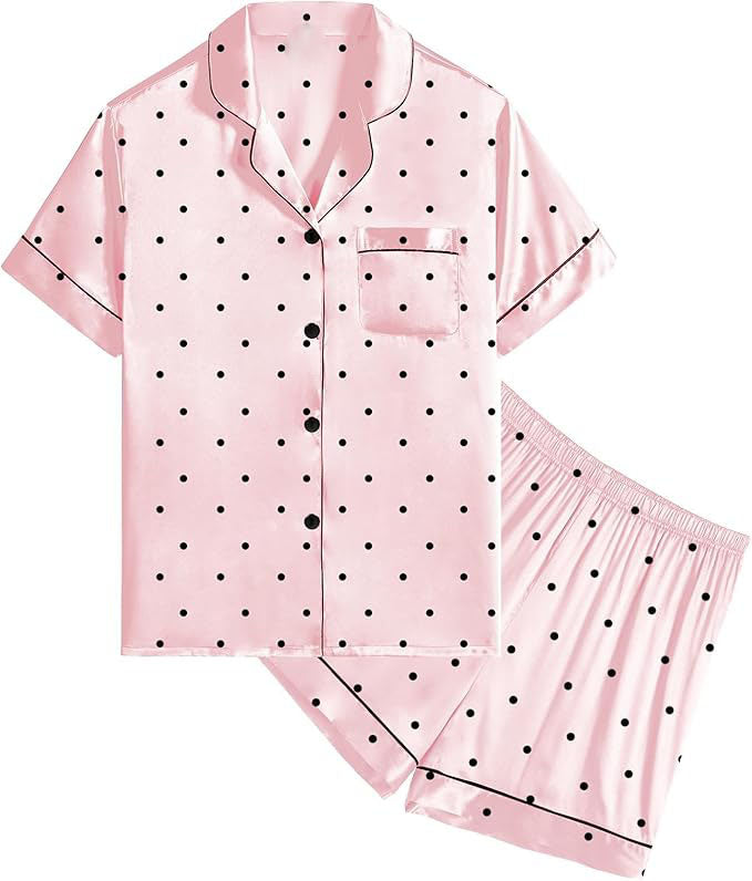 Classic short sleeve pjs come in the popular dress shirt style, offering comfort and convenience with a short-sleeve button down shirts top, notched collar,
