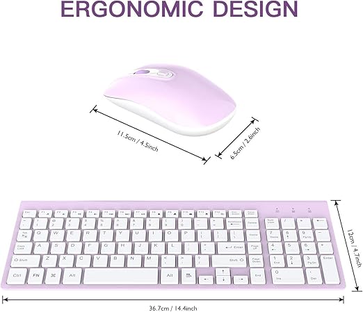 Full Size Wireless Keyboard and Mouse Set 2.4G Ultra-Thin Sleek Design for Windows, Computer, Desktop, PC, Notebook -