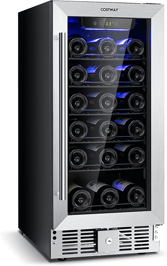 30-Bottle Dual Zones Wine Cellar with Lock, Double Layer Glass Door, Memory Temp Control, Freestanding & Built-in Compressor