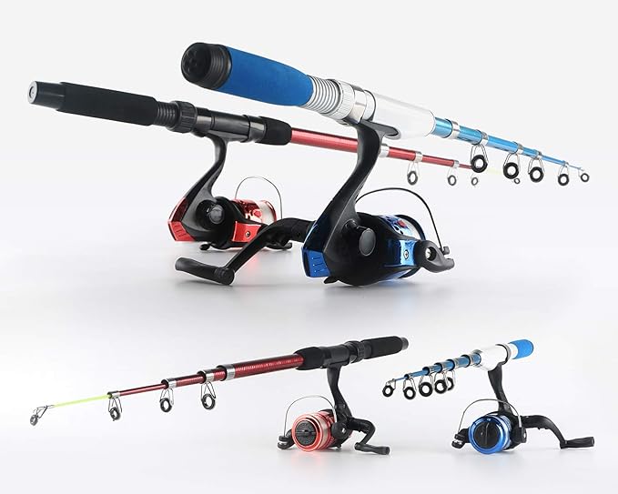 elescopic and portable, very convenient to carry around, Reel Combos Collapsible Fishing Rod Kit,2PCS Telescopic Fishing Pole Full Kit,