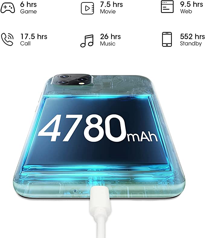 Cell Phone Unlocked,Blackview A55 Android 11 Unlocked Cell Phones Canada,4780mAh Large Capacity Battery Telephone Unlocked,3GB+16GB ROM/TF Card 128GB 4G Unlocked Smartphone,Face ID,6.5
