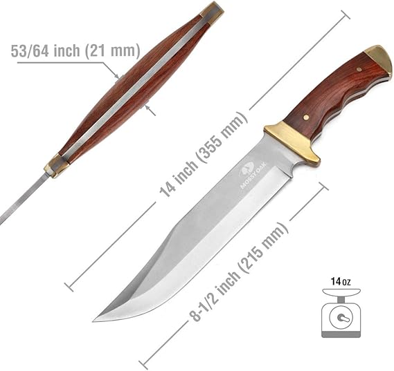 Classic design handle made of rosewood, provides comfortable grip and balance with brass pommel / guard, Fixed Blade Wood Handle with Leather Sheath