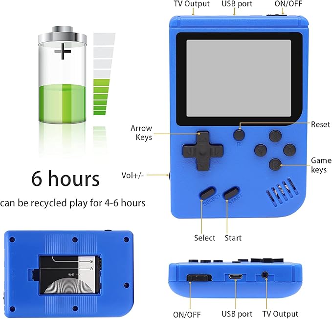 Portable Retro Video Game with 500 Classic FC Games, 3.0 Inch Screen Shell-Handheld Video Games Support TV Connection