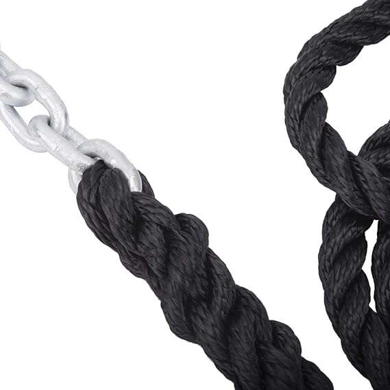 15 Feet Galvanized Chain for Boat Dock Line,  professionally spliced to 3 strand twisted nylon rope