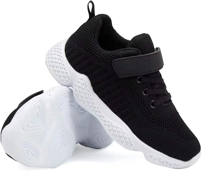 Convenient hook & loop closure design for easy on and off,help kids put on shoes easier and quickly by themselves. Shoes for Girls Boys Breathable Lightweight Running Shoes Athletic Walking Shoes