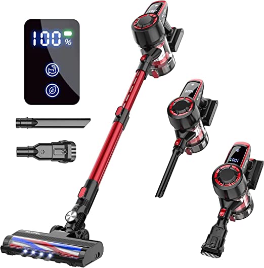 30Kpa Stick Vacuum with Large LED Display, Powerful Handheld Vacuum Cleaner