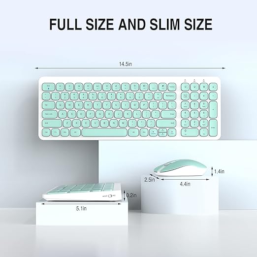 skin-friendly finish wireless mouse in contoured shape would provide hours of work comfortably. Full Size Wireless Keyboard and Mouse Set Less Noise Keys 2.4G Ultra-Thin Sleek Design for Windows, Computer, PC, Notebook, Laptop