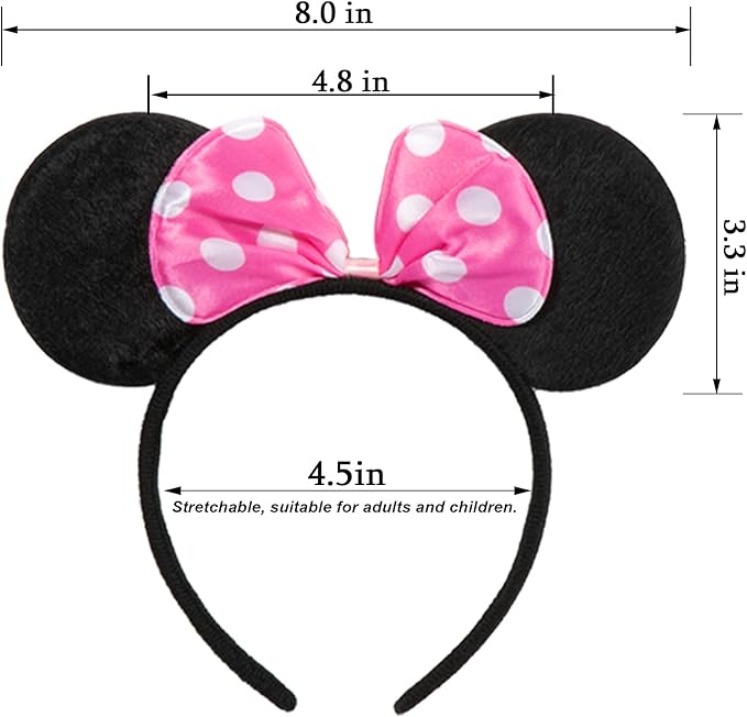 The band is covered with short plush fabric, soft and light without causing head pain, even if worn for a whole day, Mouse Ears Headband