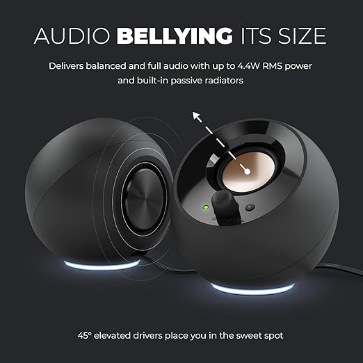 Recommended uses for product: For Computers, 2.0 USB-C Powered PC Speakers with RGB Lighting,