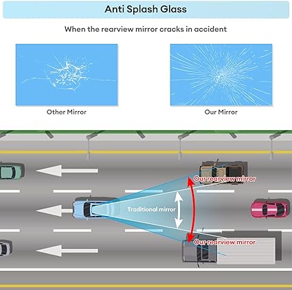 it can provide a clear mirror effect and improve driving safety. iew Mirror with Suction Cup, Stick on Universal Inside Rearview Blue Mirror with Realistic Flat