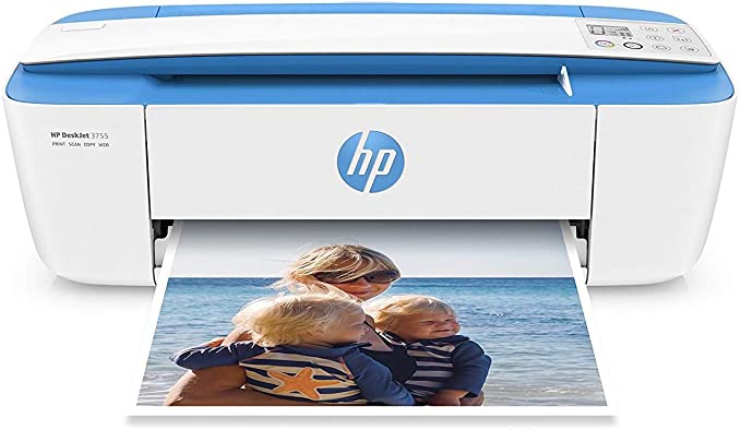 HP DeskJet 3755 Compact All-in-One Wireless Printer, HP Instant Ink, Blue Accent (J9V90A), 2.3