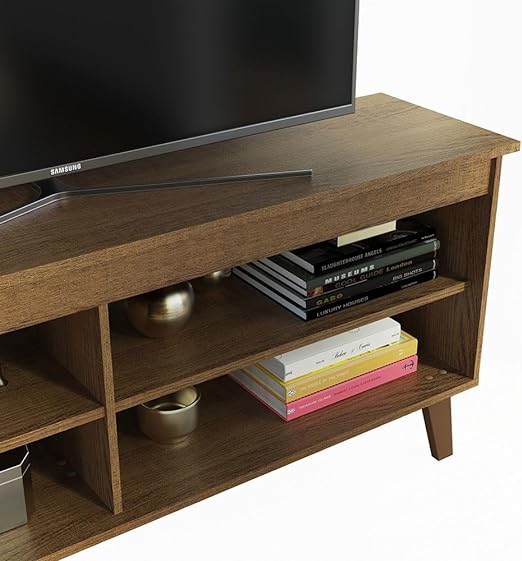 TV Table Unit for TVs up to 55 Inches, TV Stand Cabinet with 4 Shelves and Cable Management