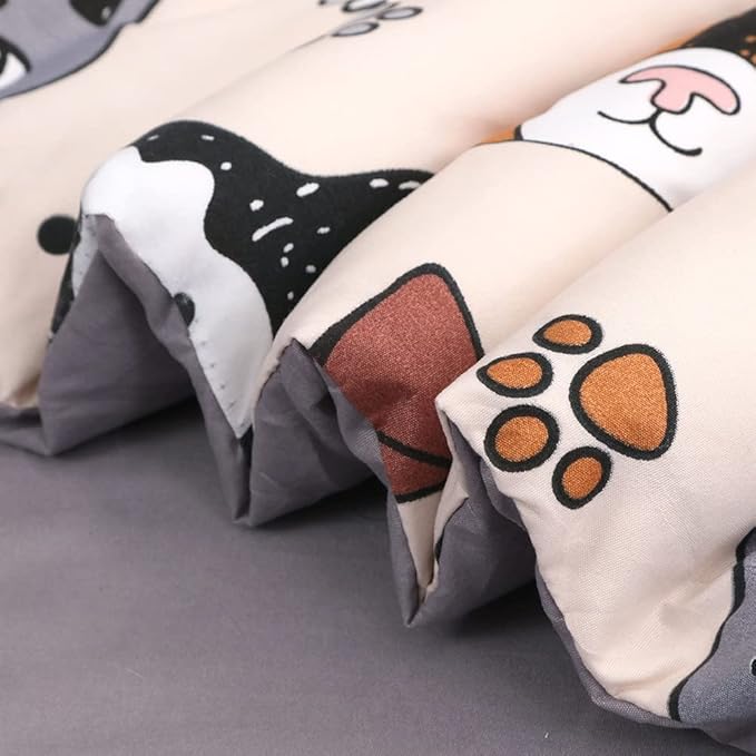 Cartoon vivid multi-color dog pattern print design features various dog species in vibrant colors to give a very lively and adventurous look to the kid’s bedroom