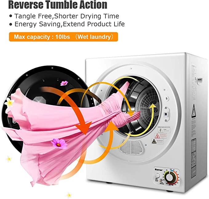 110V Electric Portable Clothes Dryer with Stainless Steel Tub