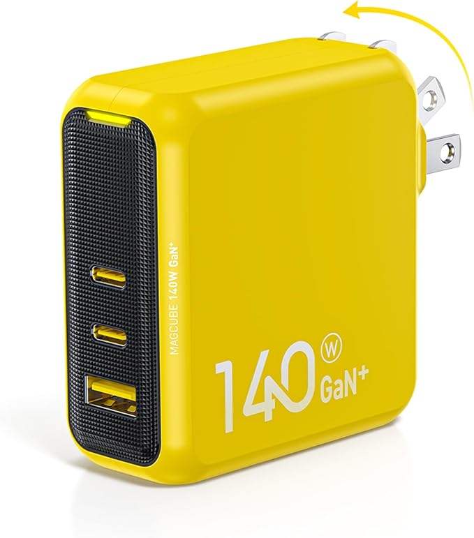 stable and constant fast charging status.And this 140W Magcube PD 3.1 Gan+ laptop charger utilizes a PFC+AHB asymmetric half-bridge structure, 140W USB C Charger PD3.1 3-Port GaN+ Laptop Wall Charger 100W Fast Charging Power Adapter Foldable Plug