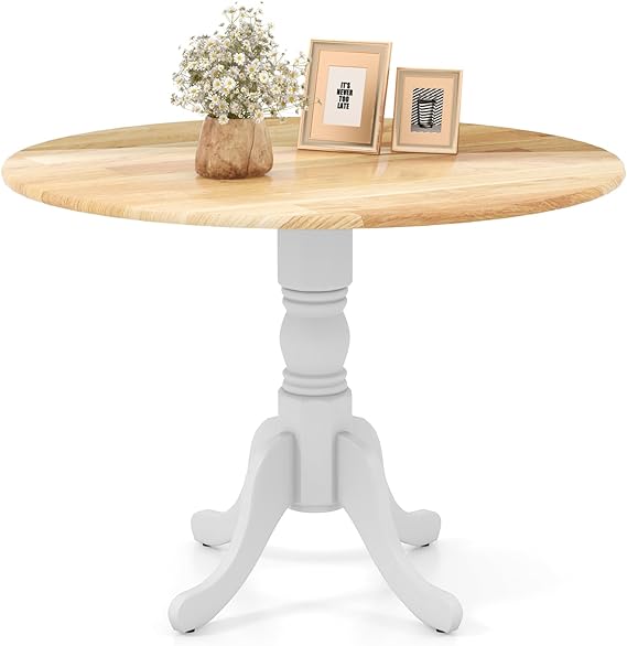 woodedining table boasts a durable and sturdy frame that is resistant to cracking and deformation, Round Dining Table for 4, 40-inch Wooden Kitchen Table With Solid Rubber Wood Frame