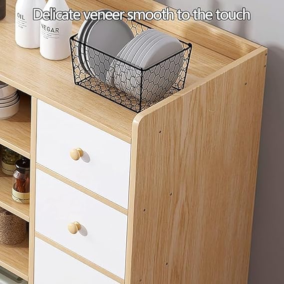 , this cabinet ensures long-lasting use. Its stable and durable construction can withstand daily wear and tear, Sideboard Cupboard Server Buffet Console Table with Doors Cabinet, Credenzas Cabinet with Glass Doors, Sideboard Table Dining